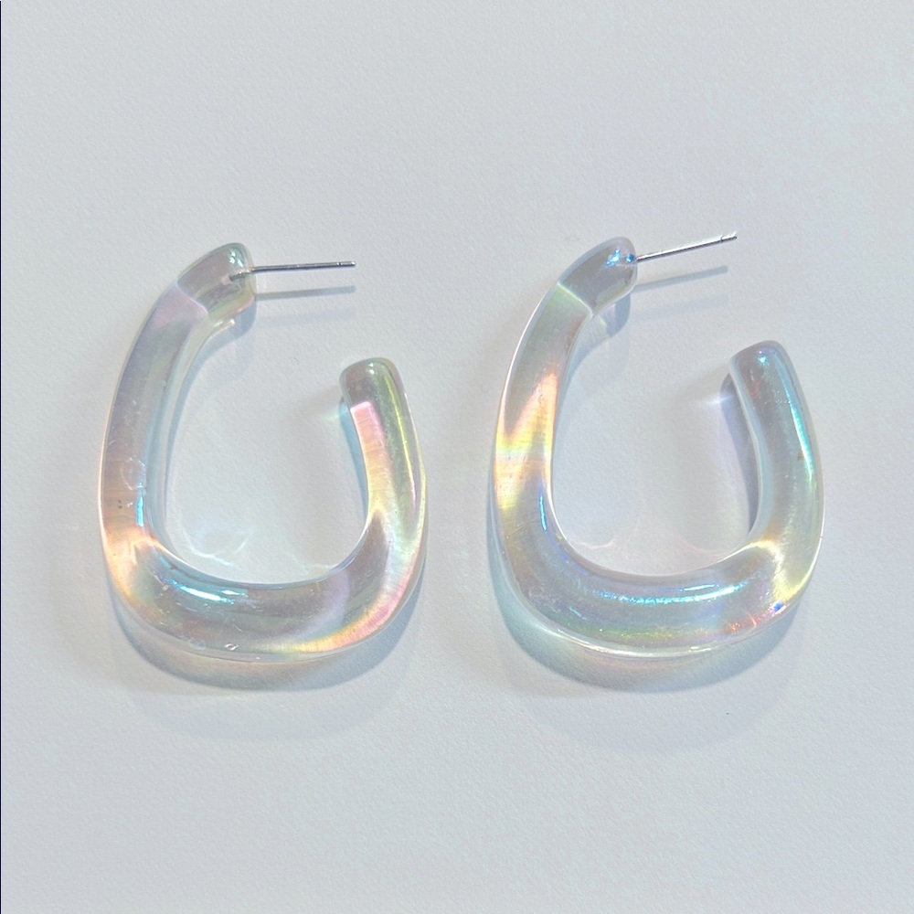 Anthropologie Iridescent Square Hoop Earrings